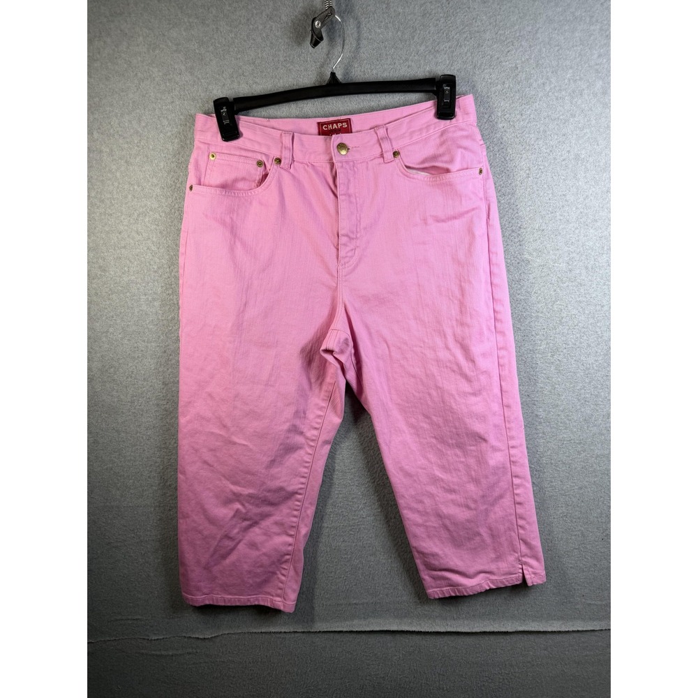 Chaps Jeans Womens 12 Pink High Rise Capri Stretch Cropped Denim Pants Summer